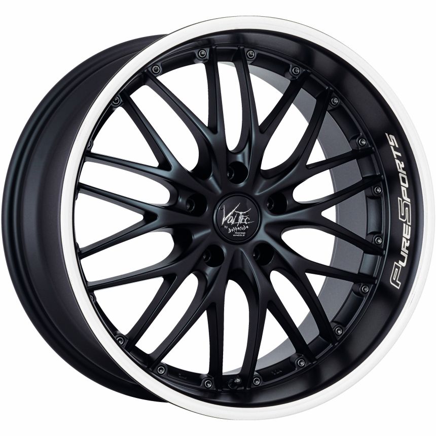 VOLTEC T6 Mattblack Puresports / Color Trim weiss 8x18