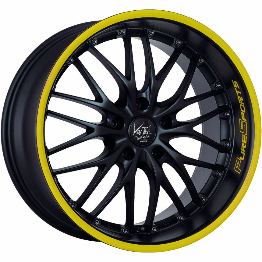 VOLTEC T6 Mattblack Puresports / Color Trim gelb 8x17